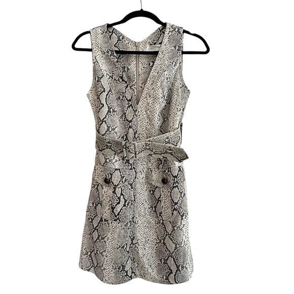 Zimmerman Corsage Python Print Linen Mini Dress Grey Size 0 - Picture 5 of 8